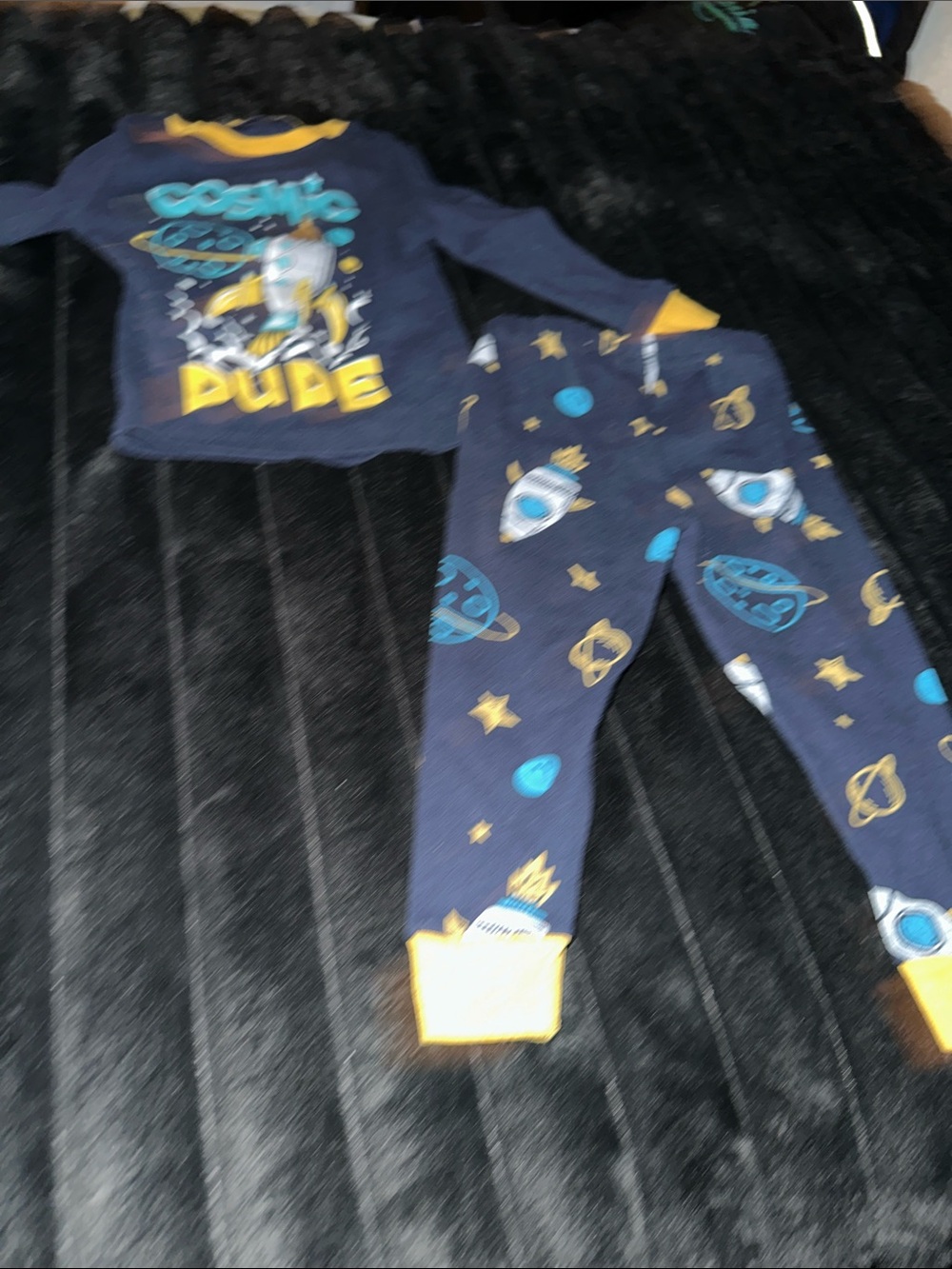 Kidgets Navy and Yellow Space Rocket Pajama Set